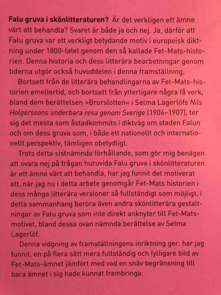 Falu gruva i sk&ouml;nlitteraturen [Elektronisk resurs] : med s&auml;rskild h&auml;nsyn till diktningen kring Fet-Mats-motivet