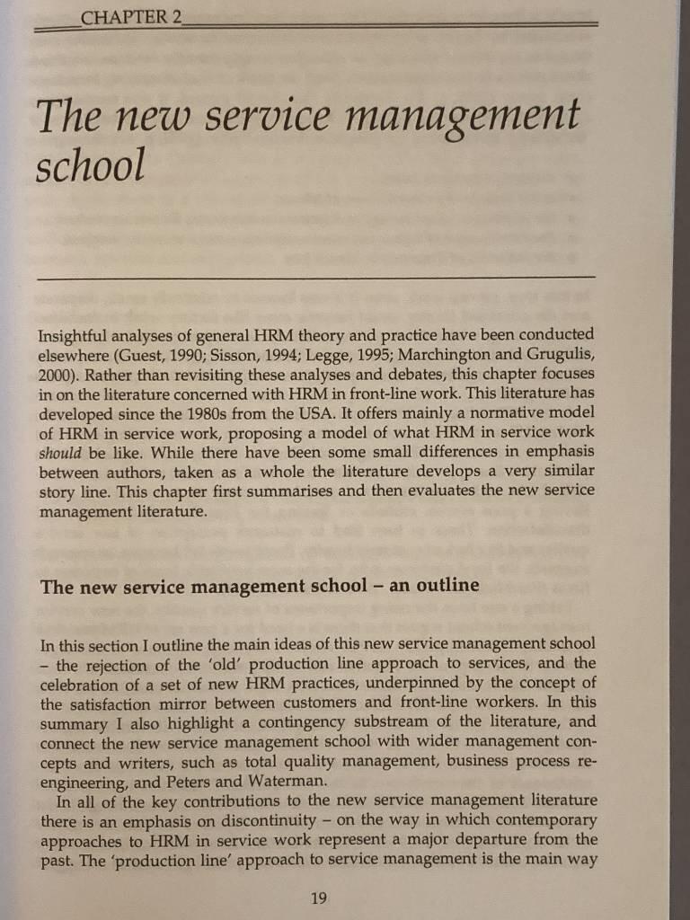 Human resource management in service work