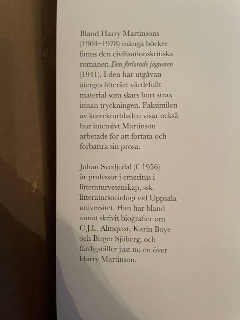 Den f&ouml;rlorade vandringen - ur korrekturen bakom Den f&ouml;rlorade jaguaren