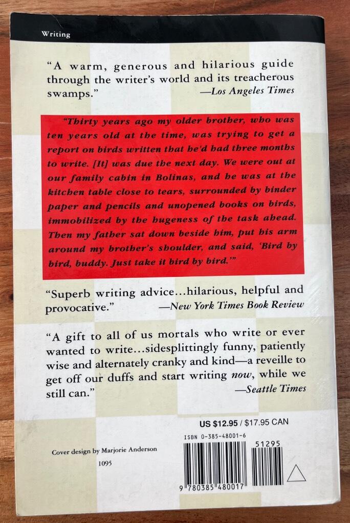 Bird by bird - some instructions on writing and life