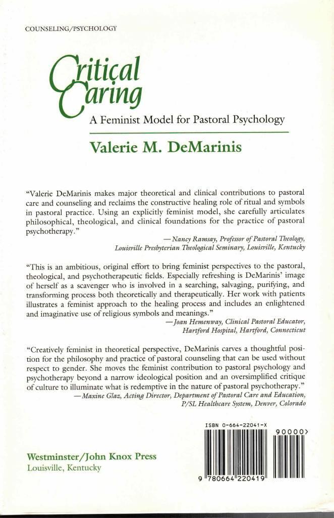 Critical caring : a feminist model for pastoral psychology