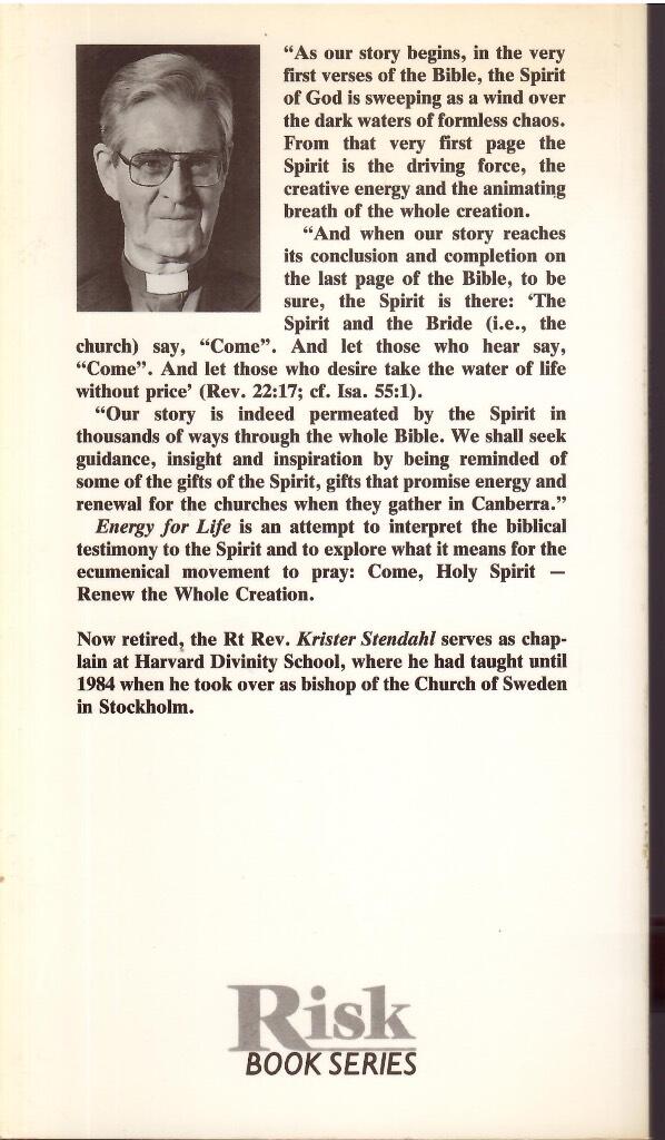 Energy for life : reflections on the theme "Come, Holy Spirit - renew the whole creation"