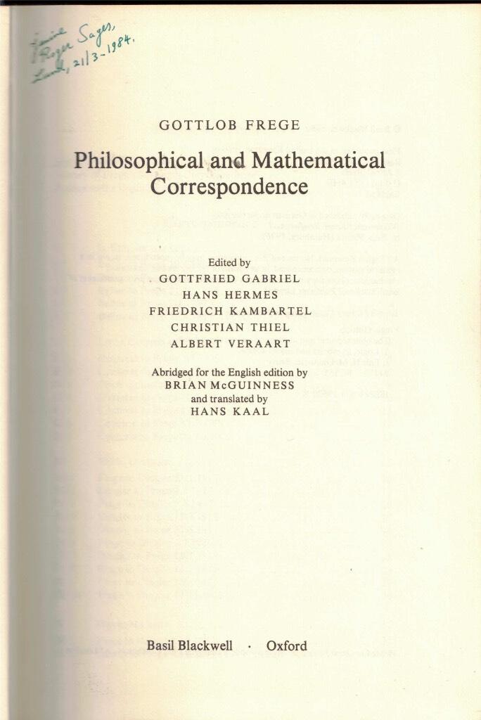 Philosophical and mathematical correspondance