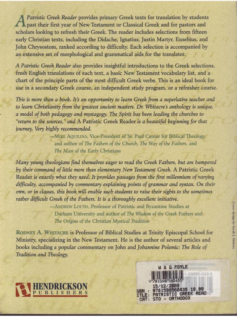 A patristic Greek reader