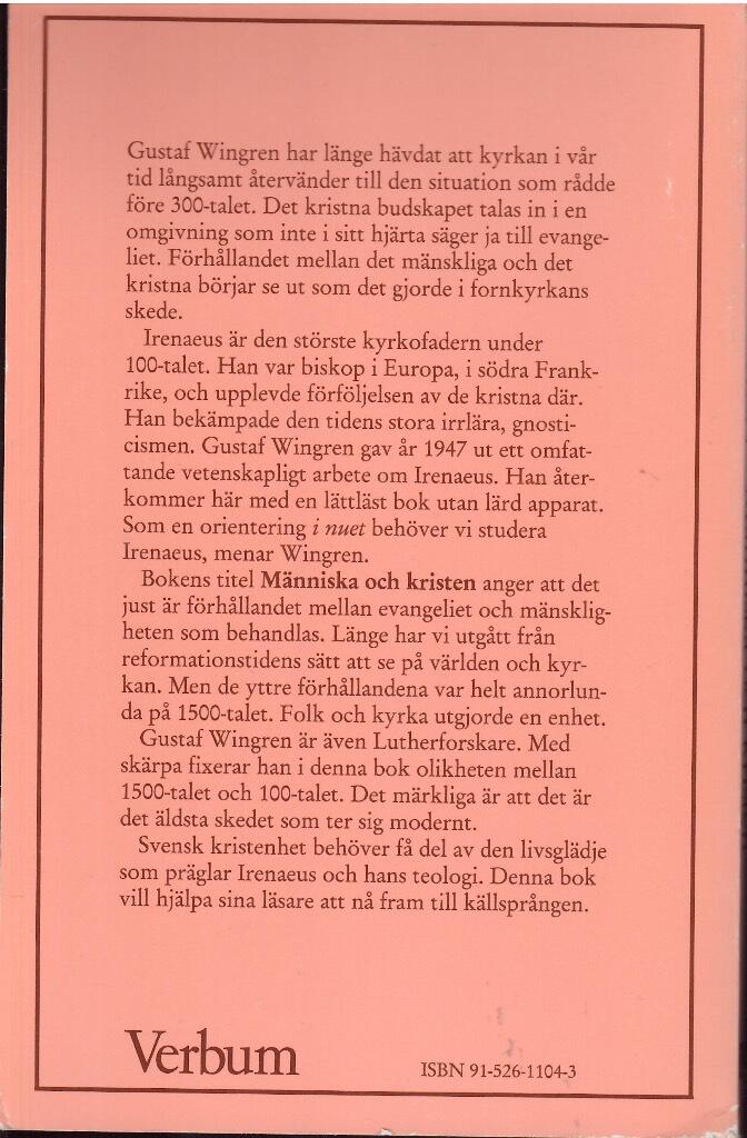 M&auml;nniska och kristen : en bok om Irenaeus