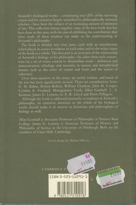 Philosophical issues in Aristotle's biology