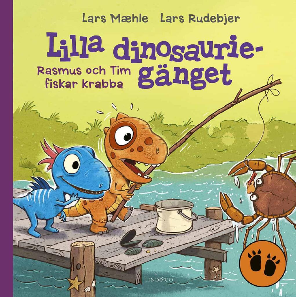 Lilla dinosaurieg&auml;nget. Rasmus och Tim fiskar krabba