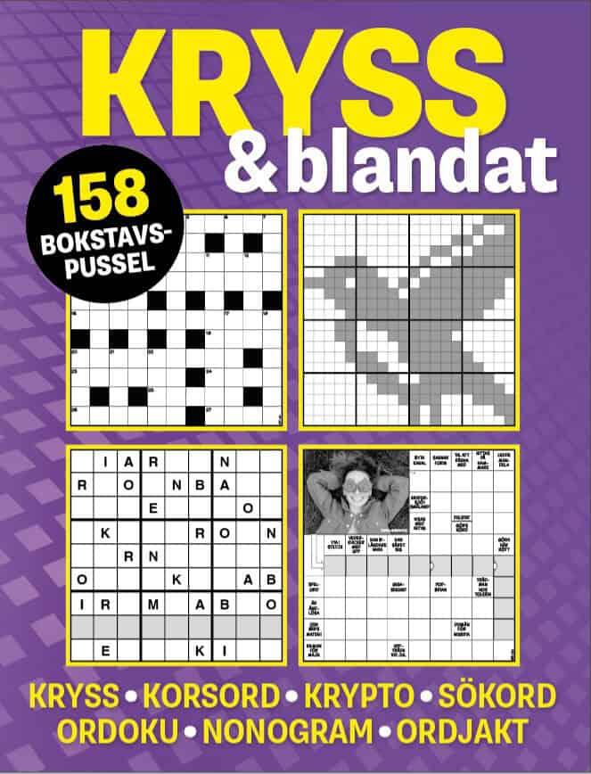 Kryss & blandat (lila) - 158 bokstavspussel med kryss, korsord, krypto