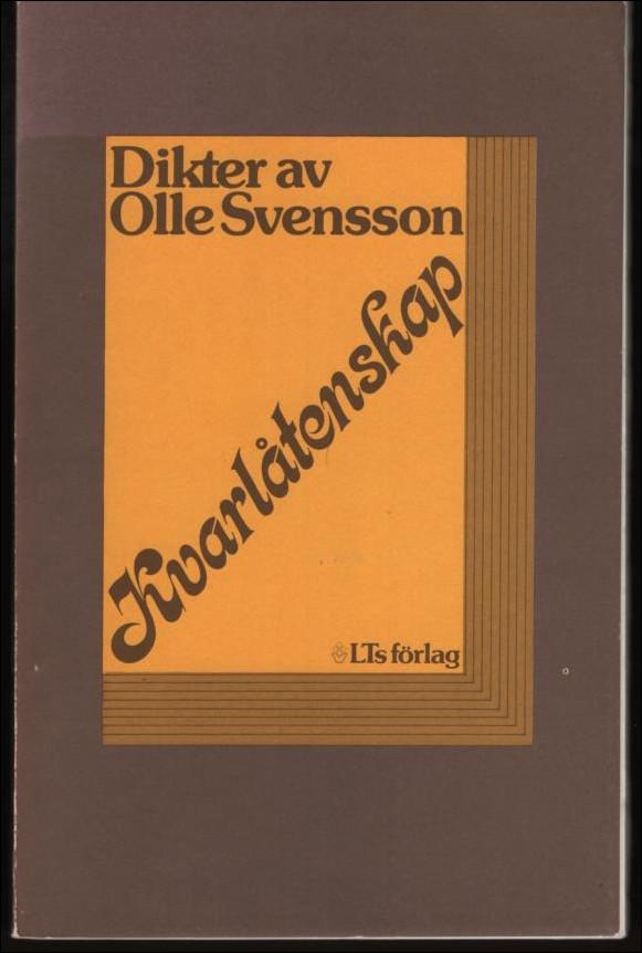 Kvarl&aring;tenskap : [dikter]