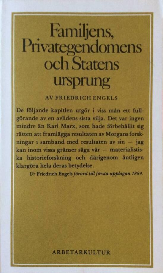 Familjens, privategendomens och statens ursprung : i anslutning till Lewis H. Morgans forskningar