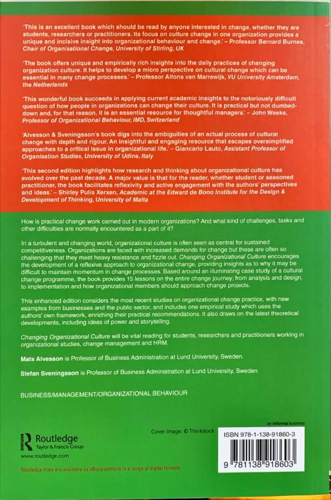 Changing organizational culture : cultural change work in progress