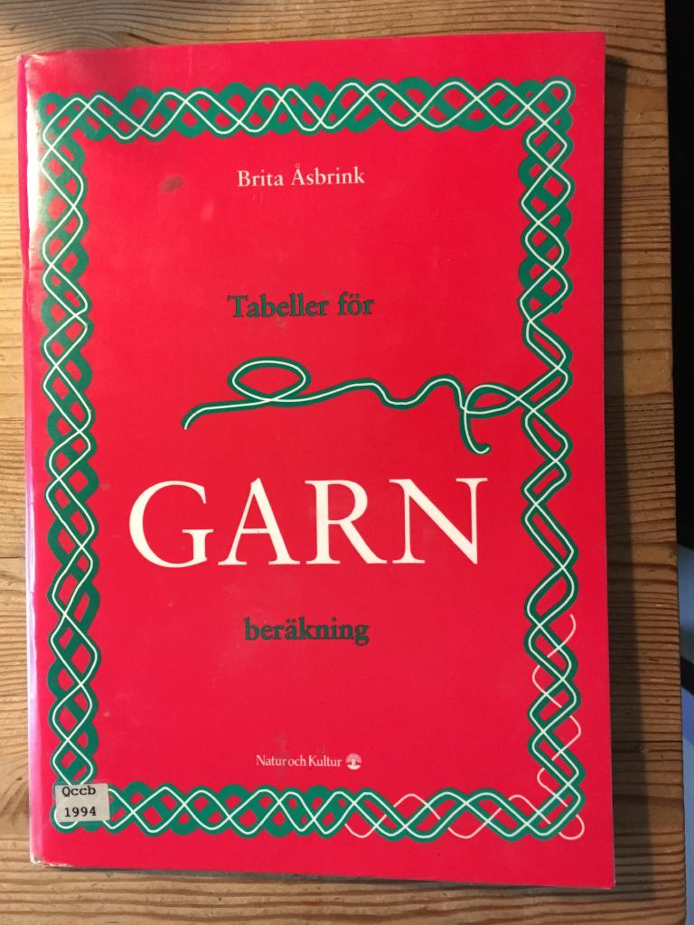Åsbrink, B/Tabeller för garnberäkning