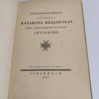 Katarina Realskolas nya l&auml;roverksbyggnads invigning - Inbjudningsskrift