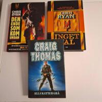 3 st krigsromaner action soldat milit&auml;r sp&auml;nning