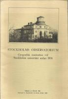Stockholms observatorium : geografisk institution vid Stockholms universitet sedan 1934 : uppsats 