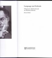 Language and Solitude: Wittgenstein, Malinowski and the Habsburg Dilemma