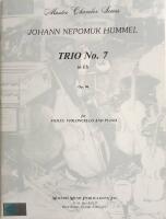 Johann Nepomuk Hummel Trio No. 7 In Eb Op. 96 for Violin, Violoncello and Piano