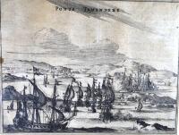PONTA TAMANDERE, Brazil. Copper engraving in glass and frame, 1673