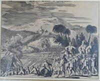CAPTURE OF THE FORT OF POVACON, Brazil. Engraving, glass & frame
