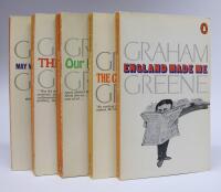 5 GRAHAM GREENE books: England Made Me + The Confidential Agent + Our Man in Havana + The Comedians + May We Borrow Your Husband?