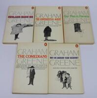 5 GRAHAM GREENE books: England Made Me + The Confidential Agent + Our Man in Havana + The Comedians + May We Borrow Your Husband?