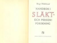 Handbok i sl&auml;kt- och personforskning