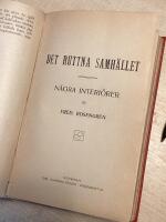 Sociala sm&aring;skriofter (Ett band): Skolan och pr&auml;stv&auml;ldet Kata D.) Kval (Einar H&aring;kansson) Einar Hp&aring;kansson i himlen (Erik V&auml;derhatt), Det ruttna samh&auml;llet,(Fred Rosengren) Religionshumbugen eller Varf&ouml;r &auml;r jag frit&auml;nkare och Prolet&auml;rens evangelium ( Fritjopf Werenskjold), Sabotage R&auml;tteg&aring;ngen i Karlskrona  (Albert Jensen) Anarkismen Staten och individen (Benj R Tucker) Blad ur Spanska proletariatets histora (Arnold Roller), Franswisco Ferrer hans liv och v&auml;rk (Pierre Ramus), Kriget och dess bek&auml;mpande (Hertha von Suttner), Politikens orimlighet (Albert Jensen) 