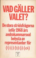 Vad g&auml;ller valet? De stora stridsfr&aring;gorna inf&ouml;r 1986 &aring;rs andrakammarval belysta av representanter f&ouml;r h, c. fp, s, vpk