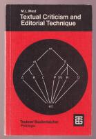 Textual Criticism and Editorial Technique Applicable to Greek and Latin Texts