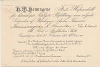 H M Konungens F&ouml;rste Hofmarskalk inbjudan till BAL &aring; STOCKHOLMS SLOTT onsdagen den 27 februari 1901 kl 8,30 em