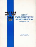 Programme Great Swedish Heritage Awards Program October 27, 1984