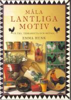 M&aring;la lantliga motiv p&aring; tr&auml;, terrakotta och metall