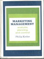 Marketing Management- Analysis,planning, and control