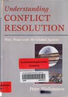 Understanding Conflict Resolution - War, Peace and the Global System