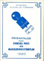 Priskatalog &ouml;ver svenska post- och makuleringsst&auml;mplar 1980