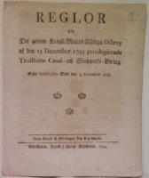 Reglor f&ouml;r det genom Kongl. Maj:ts N&aring;diga Octroy af den 13 December 1793 privilegierade Trollh&auml;tte Canal- och Slusswerks-Bolag. Gifne Stockholms Slott den 13 December 1793. Under min Allern&aring;digste Konungs och Herres Minder&aring;righet. Carl