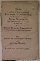 Tal, i anledning af Deras Majest&auml;ters Konungens och Drottningens, den Kungliga Prinsessan Sophia Wilhelminas H&ouml;ga &aring;terkomst till F&auml;derneslandet fr&aring;n en utrikes resa, samt Hennes Majest&auml;t Drottningens lyckliga f&ouml;rlossning af en Kunglig Prinsessa ; h&aring;llit p&aring; Gymnasii st&ouml;rre L&auml;rosal uti Vester&aring;s d. 6 Mars 1805