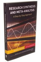 Research synthesis and meta-analysis - a step-by-step approach