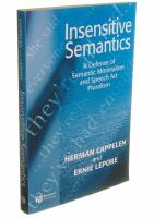 Insensitive Semantics: A Defense of Semantic Minimalism and Speech Act Plur