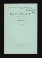 Daniel Solander 19/2 1733 - 13/5 1782. Biografi. Med portr&auml;tt
