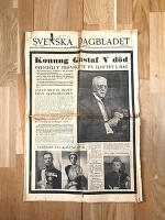 Konung Gustaf V d&ouml;d. Officiellt tronskifte p&aring; slottet idag ... Svenska Dagbladet N:r 294. M&aring;ndagen den 30 oktober 1950. Nationalupplaga B (dagstidning)