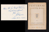 Festernas lyra. Festdikter och hyllningskv&auml;den fr&aring;n tiden 1897-1942 (dedikation)