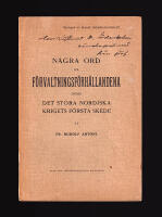 N&aring;gra ord om f&ouml;rvaltningsf&ouml;rh&aring;llandena under det stora nordiska krigets f&ouml;rsta skede