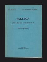 Saklega. Avtalets begrepp och ing&aring;ende m.m.