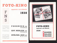 Foto-Kino apparater och tillbeh&ouml;r 1938. Forsners Nerliens St&ouml;ltens (F.N.S.) (produktkatalog)