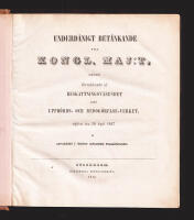 Underd&aring;nigt bet&auml;nkande till Kongl. Maj:t, ang&aring;ende f&ouml;renklande af beskattningsv&auml;sendet samt uppb&ouml;rds- och redog&ouml;relse-verket, afgivet den 30 april 1847. Af serskildt i n&aring;der utsedde comiterade