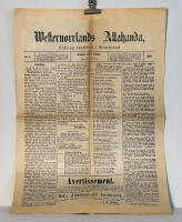 Westernorrlands Allahanda. Tidning utgifven i Hern&ouml;sand. N:o 1. Fredagen den 2 Januari 1874. Tryckt hos J. O. Nyberg