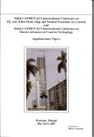 Recent Advances in Concrete Technology Supplementary Papers - Proc. Ninth CANMET/ACI Int. Conf. held May 20-25, 2007 in Warsaw, Poland