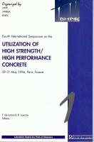 UTILIZATION OF HIGH STRENGTH / HIGH PERFORMANCE CONCRETE BHP 96 VOLUME 1 - Proc. of the Fourth Int. Symp. held 29-31 May 1996 in Paris, France