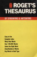 Roget's Thsaurus of Synonyms & Antonyms
